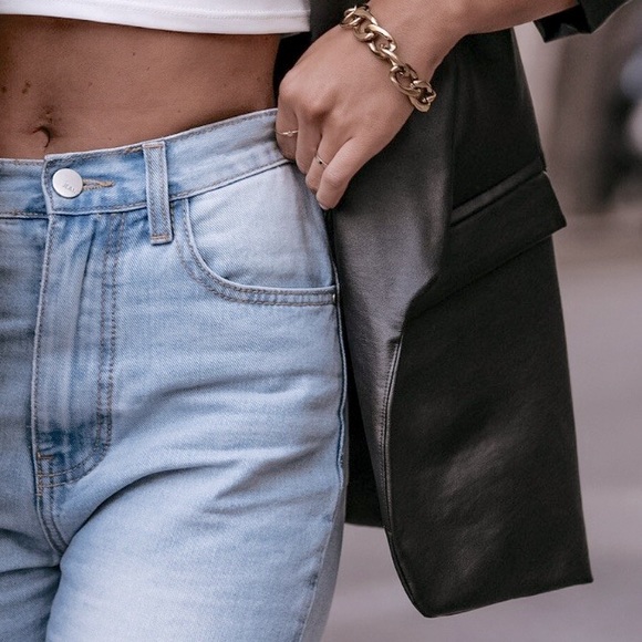 Blazer | Faux Leather Open Front - Black - Picture 4 of 4